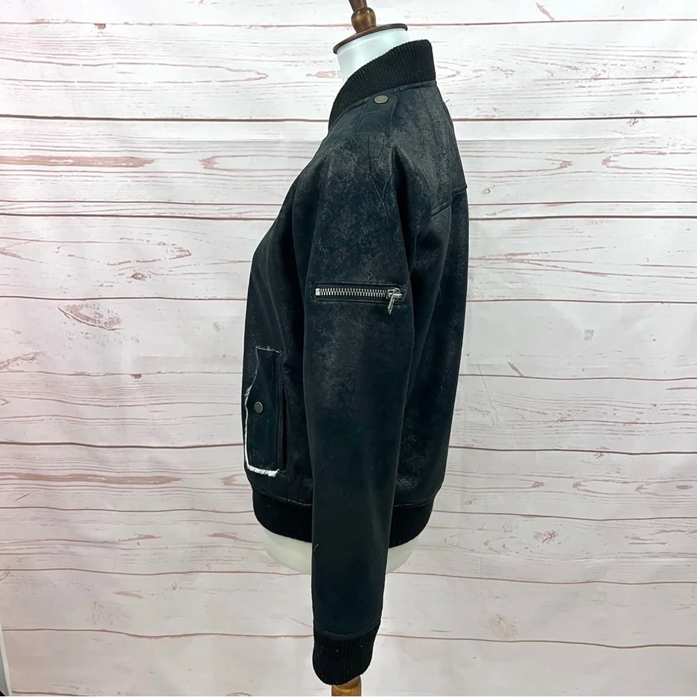 Chaser Plush Shearling Sherpa Lined Faux Leather Cozy Bomber Jacket